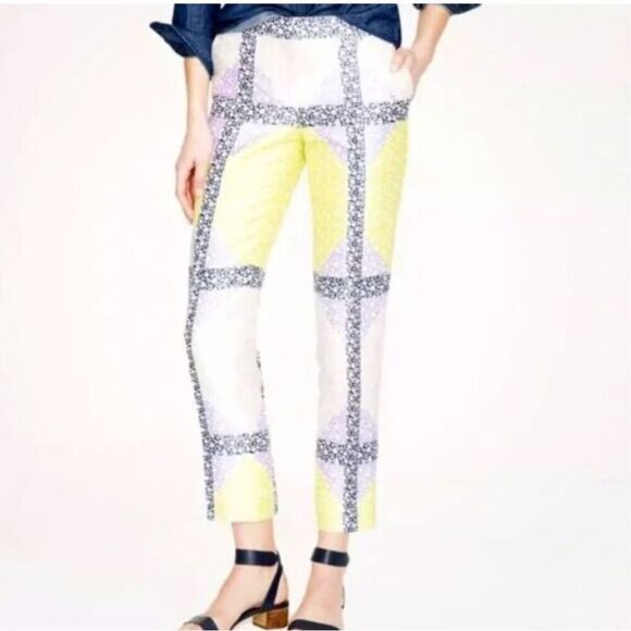 J Crew silk wool floral blend pants 8 - Picture 1 of 10